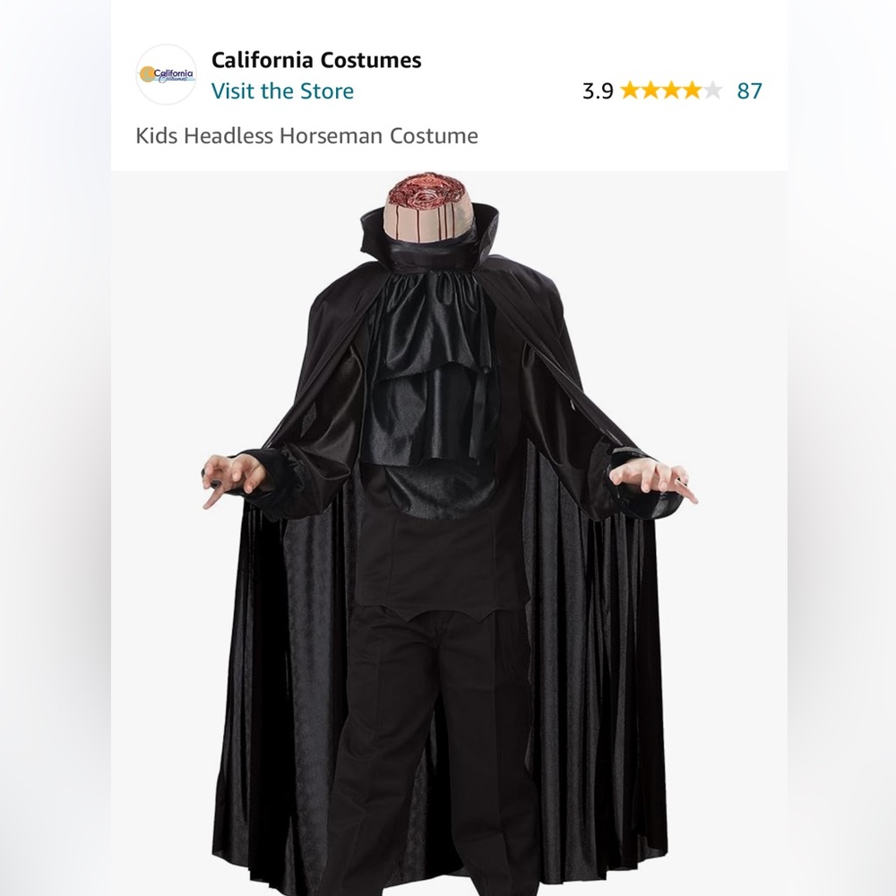 Halloween kids headless horseman costume